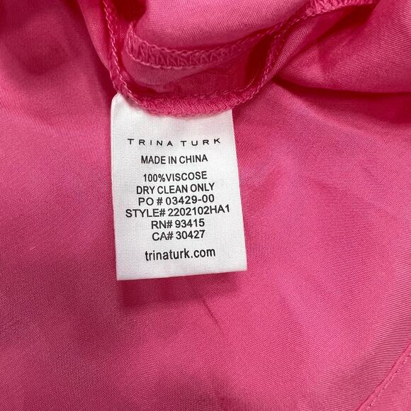 Trina Turk Sandia Top Candy Pink V-Neck Tie Front Blouse XS - Picture 9 of 10